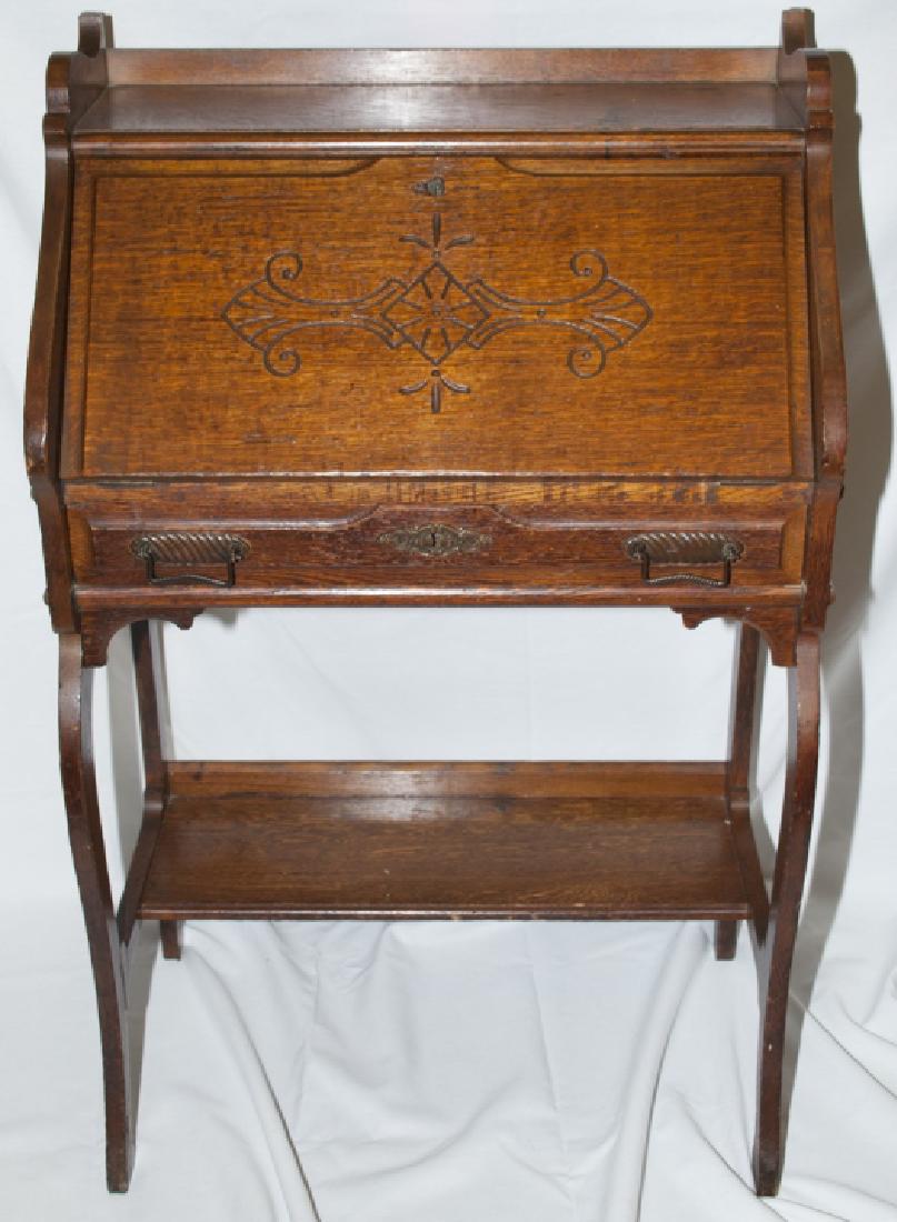 Arts and Craft Oak Slant Top Secretary / Desk