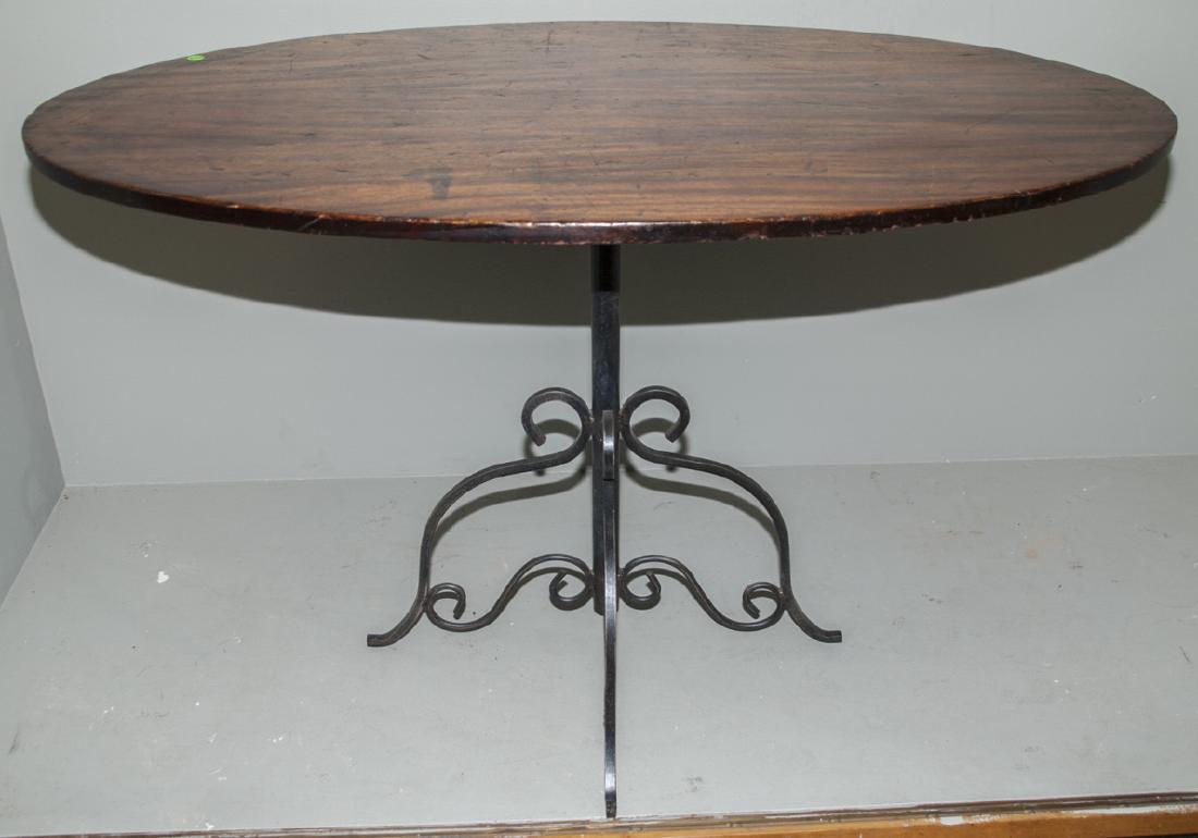 Reclaimed Wood Wrought Iron Occasional Table