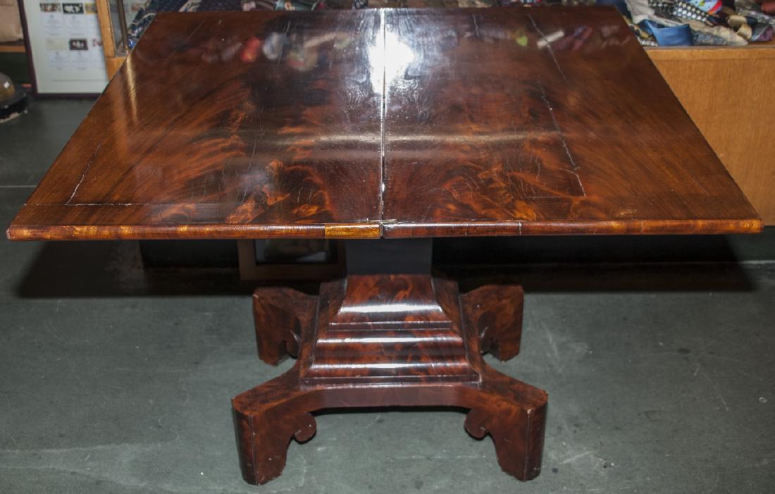 American Empire Crotch Mahogany Drop Leaf Table (1 of 5)