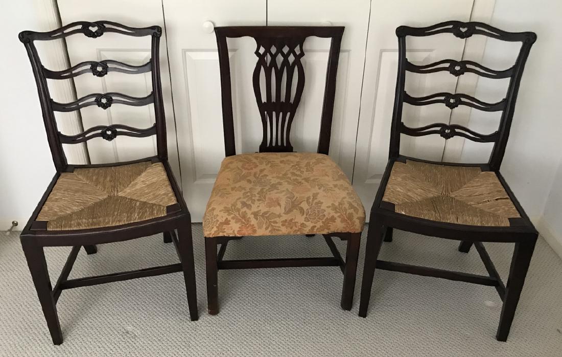Three Antique Chairs - Rush Seats & Shield Back (1 of 3)