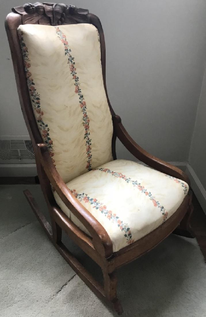 Antique 19 C Victorian Carved Frame Rocking Chair (1 of 3)
