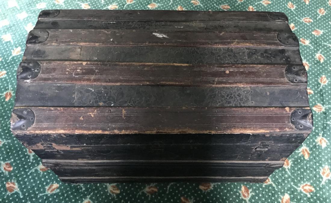 Antique 19th C Victorian Pressed Tin & Wood Trunk (1 of 3)