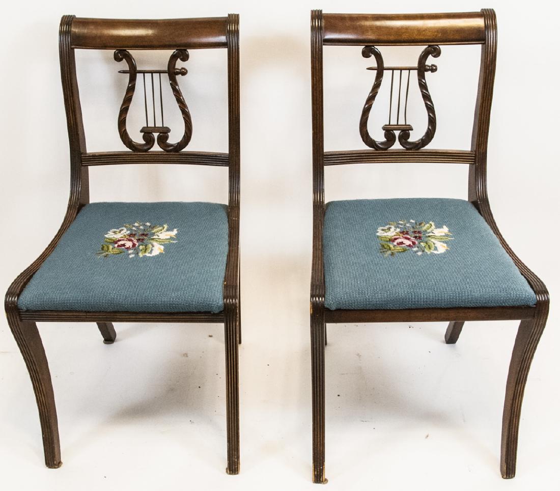 Pair Neo Classical Lyre Back Needlepoint Chairs (1 of 9)