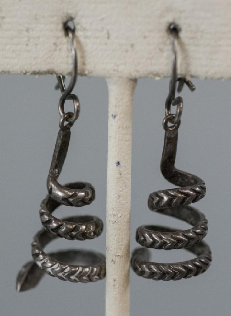Pair Vintage Sterling Silver Coiled Snake Earrings (1 of 5)
