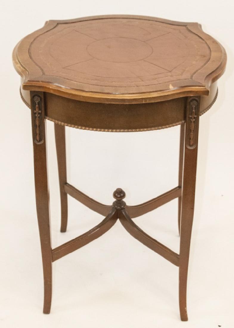 Louis XV Style Mahogany Leather Clover Side Table (1 of 6)