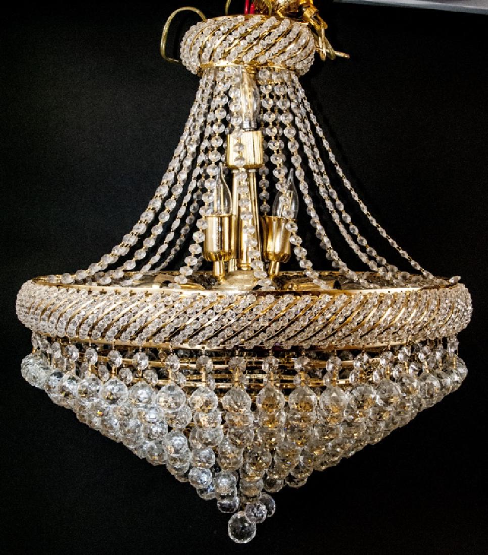 Hollywood Regency Caged Crystal Large Chandelier (1 of 10)