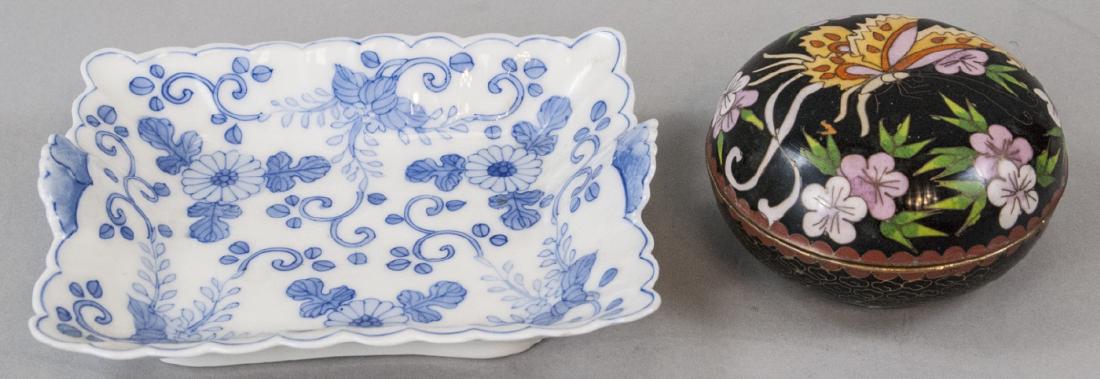Chinese Cloisonne Box & Canton Porcelain Dish (1 of 5)
