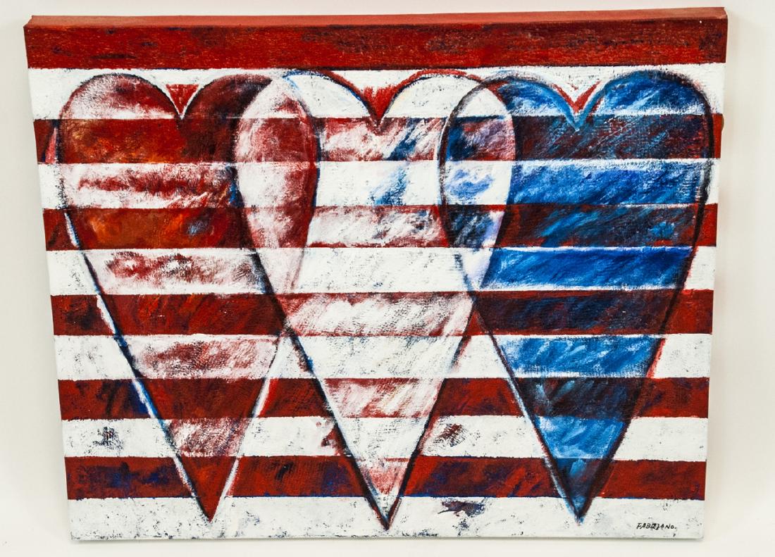 American Flag Abstract Painting Signed Fabriano (1 of 6)