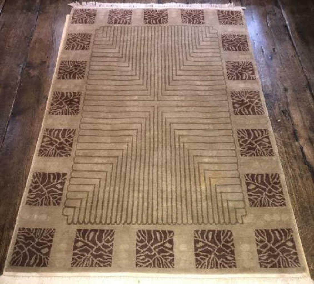 Silk & Wool Blend Area Rug / Throw Rug w Fringe (1 of 3)