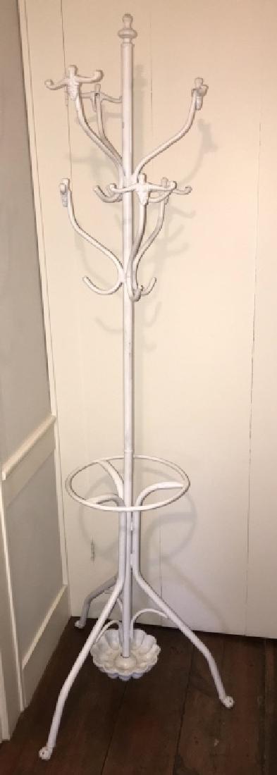 Antique Cast Wrought Iron White Painted Hall Tree (1 of 3)