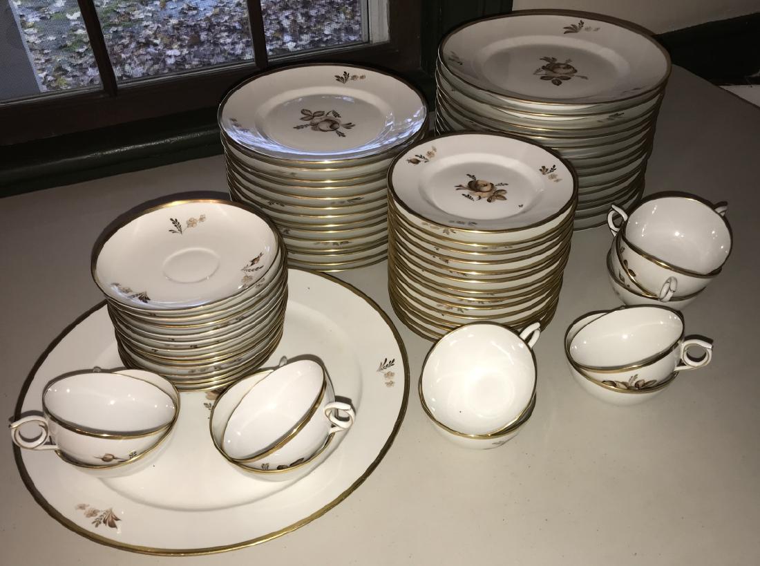 Royal Copenhagen Porcelain Dinner Service: Royal Copenhagen Porcelain Dinner Service. Marked on bottoms. Floral motif. Dinner plates measure 9.75 inches in diameter. Property of a designer decorated Pound Ridge, New York estate.