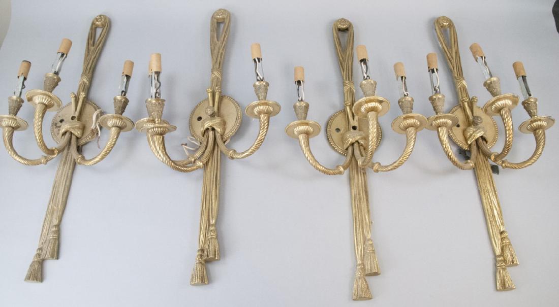 4 Vintage Brass Neoclassical Wall Sconces (1 of 5)