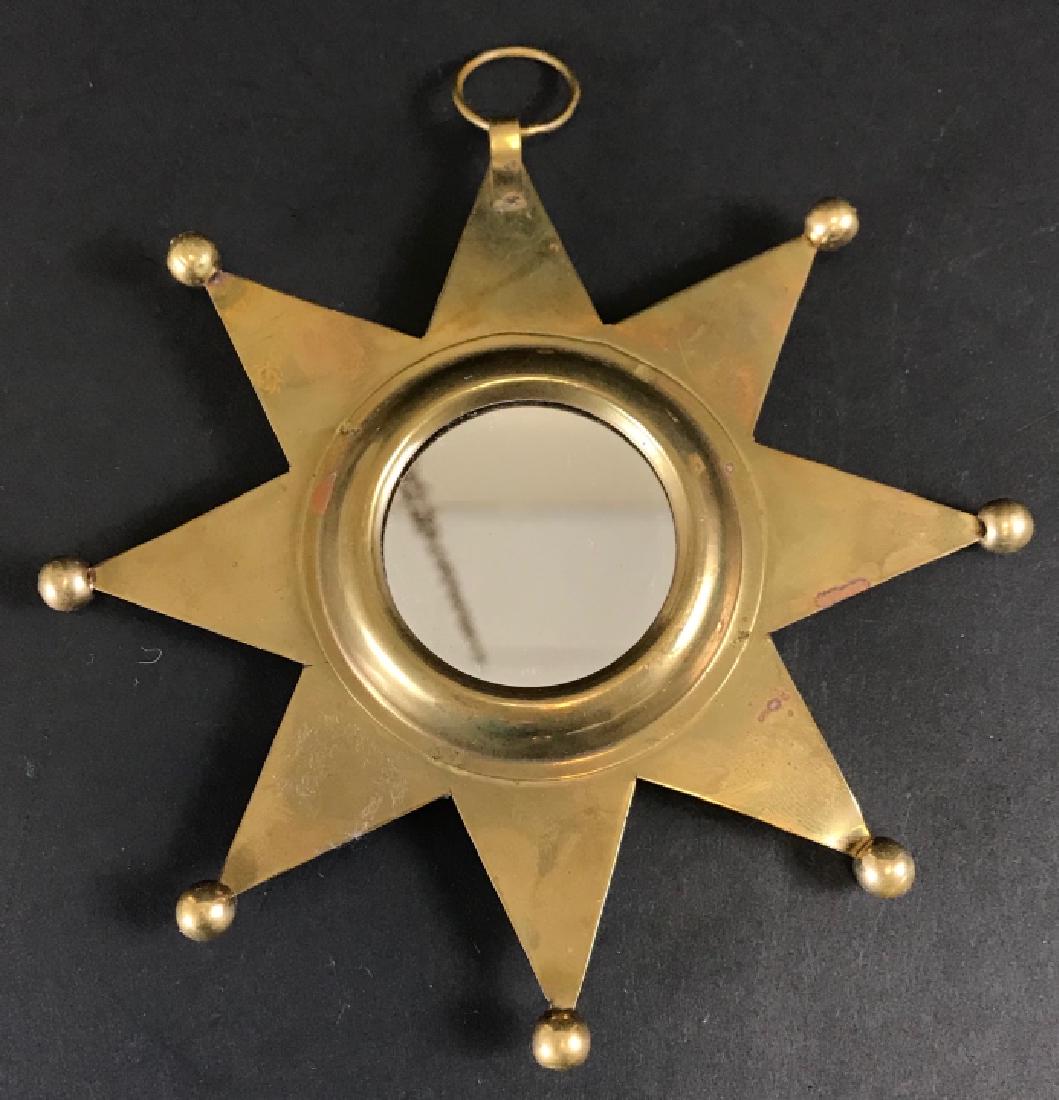 Vintage Gilt Brass Starburst Wall Hanging Mirror (1 of 3)
