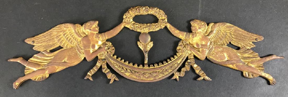 Antique 19th C Gilt Bronze Ormolu Angel Plaque (1 of 6)
