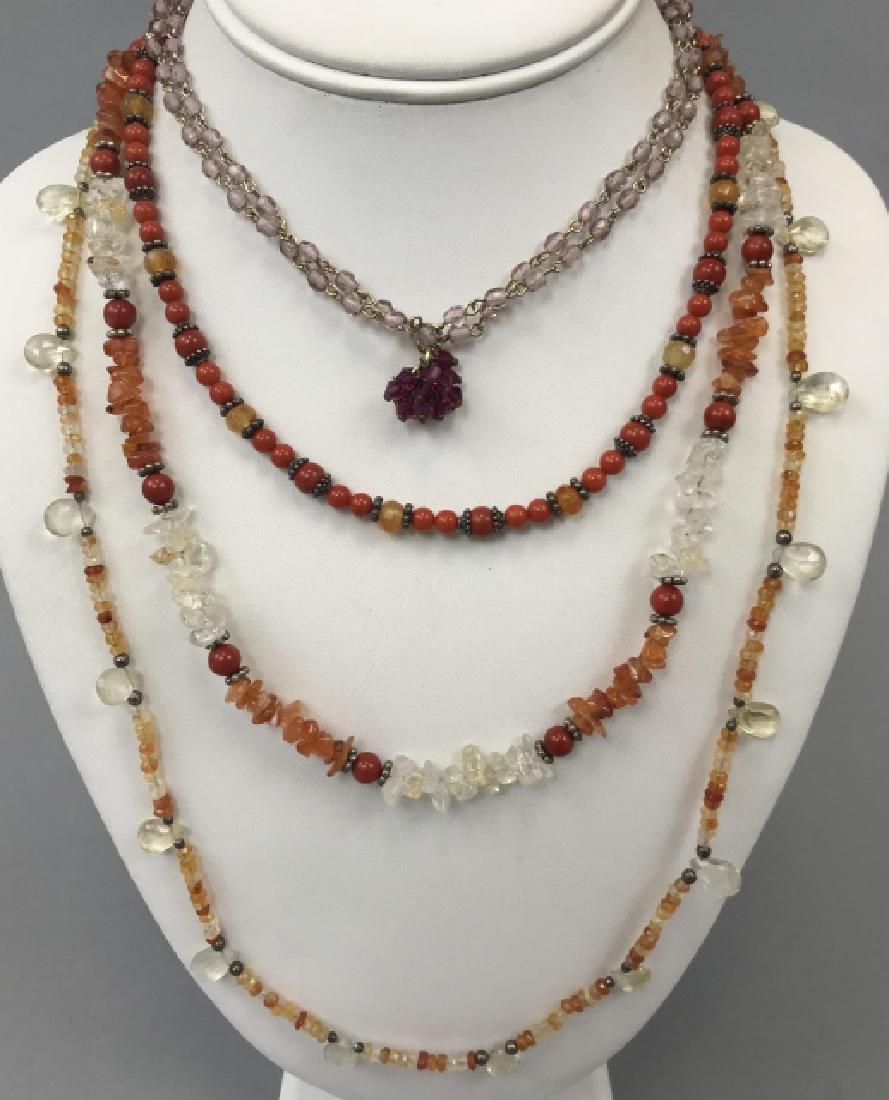Two Multi Strand Necklaces - Agate & Crystals (1 of 4)