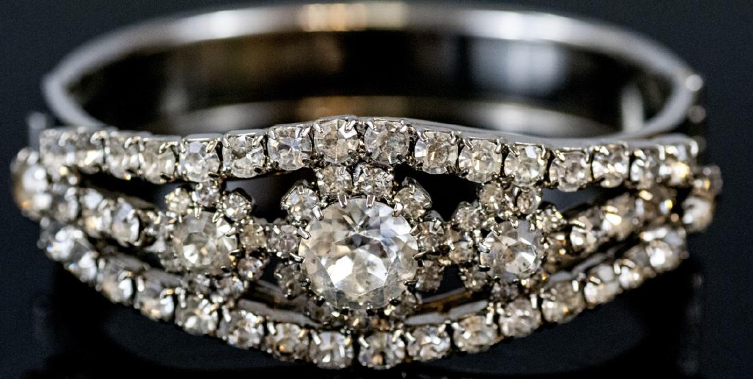 Vintage Rhinestone Hinged Bangle Bracelet (1 of 4)