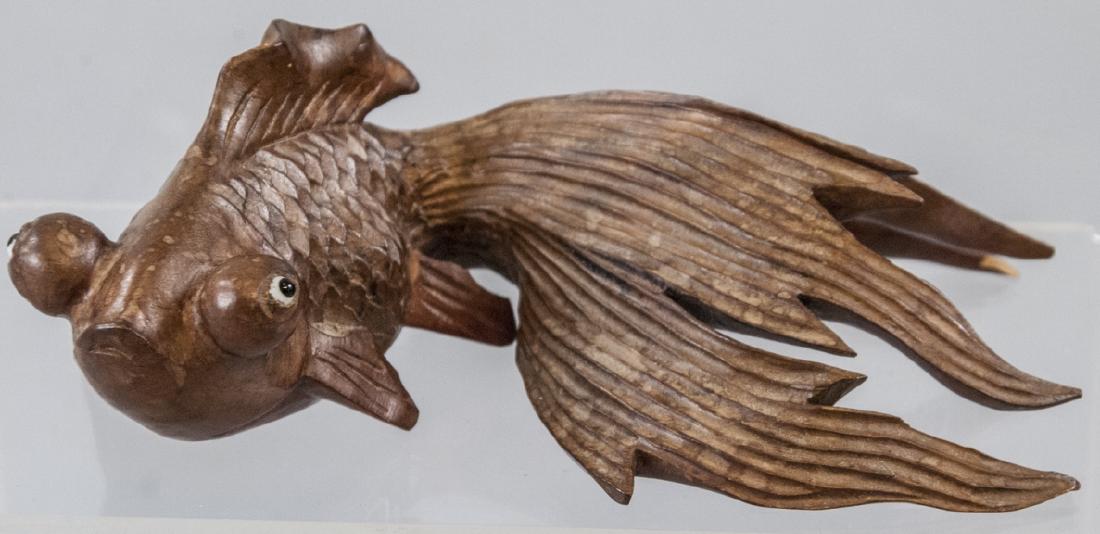 Hand Carved Chinese Koi Fish Statue w Glass Eyes (1 of 5)
