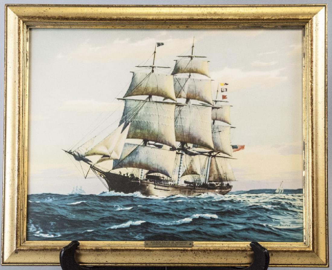 Golden Eagle American Clipper Ship Print Framed (1 of 7)