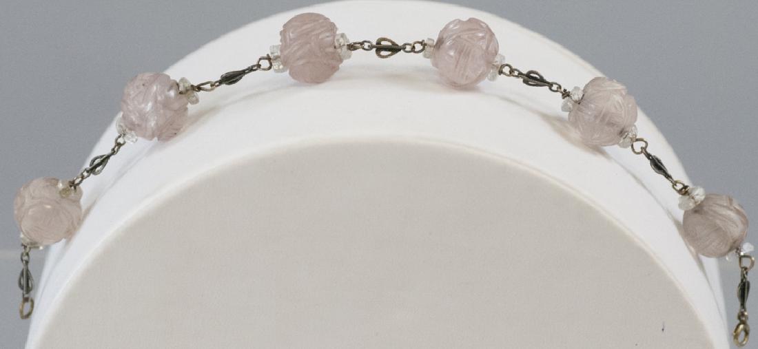 Antique Chinese Rose Quartz Rock Crystal Bracelet (1 of 4)