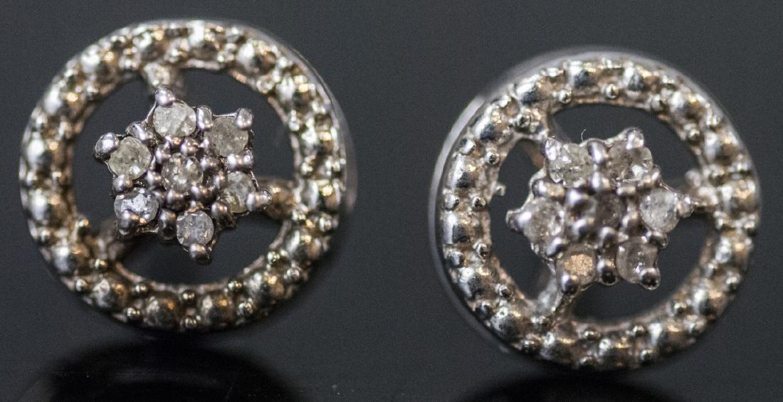 Pair of Floral Motif Diamond Cluster Stud Earrings (1 of 7)