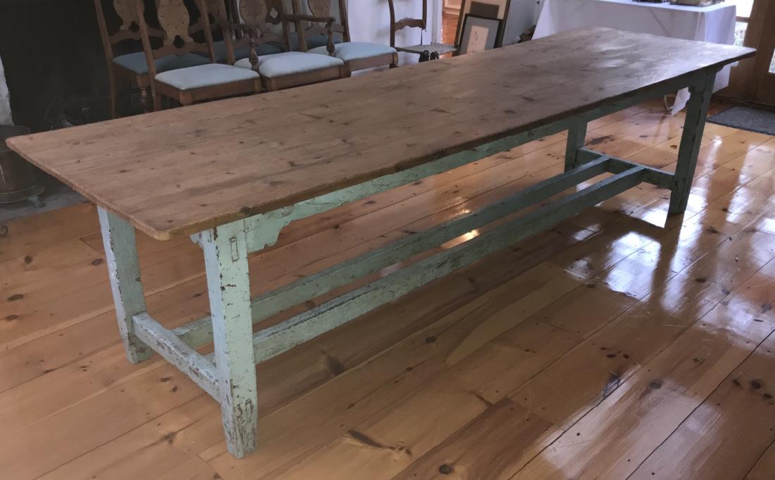 Large Antique 19th C Pine Irish Farm Dining Table