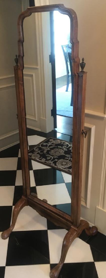 Queen Anne Style Cheval Mirror W Carved Details (1 of 7)