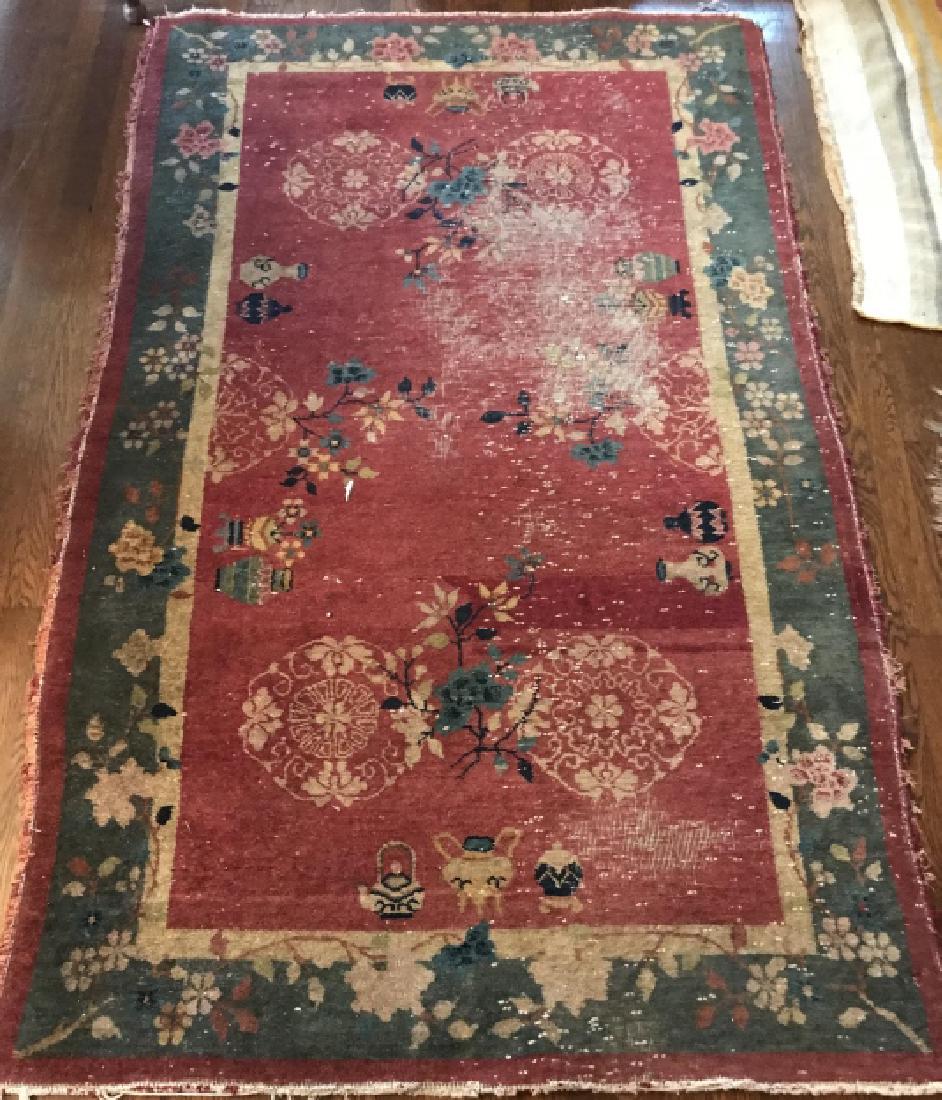 Antique Chinese Art Deco Style Throw Rug / Carpet (1 of 5)