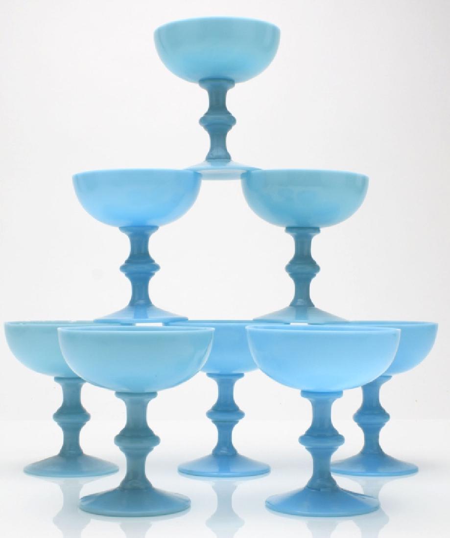 Set of Turquoise Blue Opaline Glass Goblets (1 of 6)