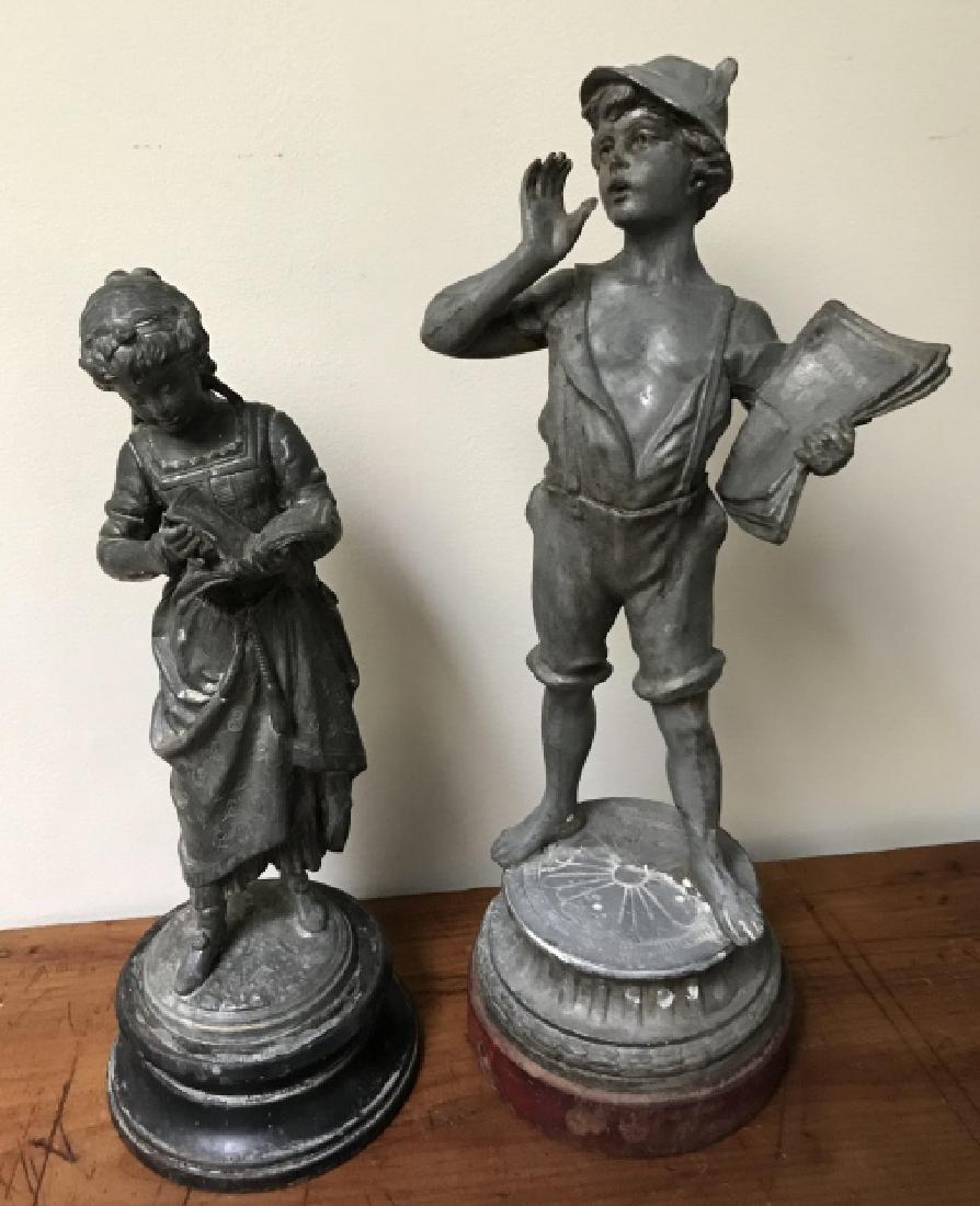 Two Antique Decorated Table Top Spelter Statues (1 of 3)
