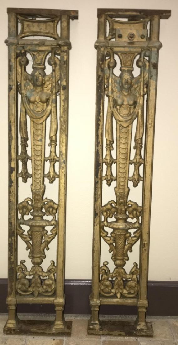 2 Antique Neoclassical Gilt Cast Iron Fence Panels (1 of 8)