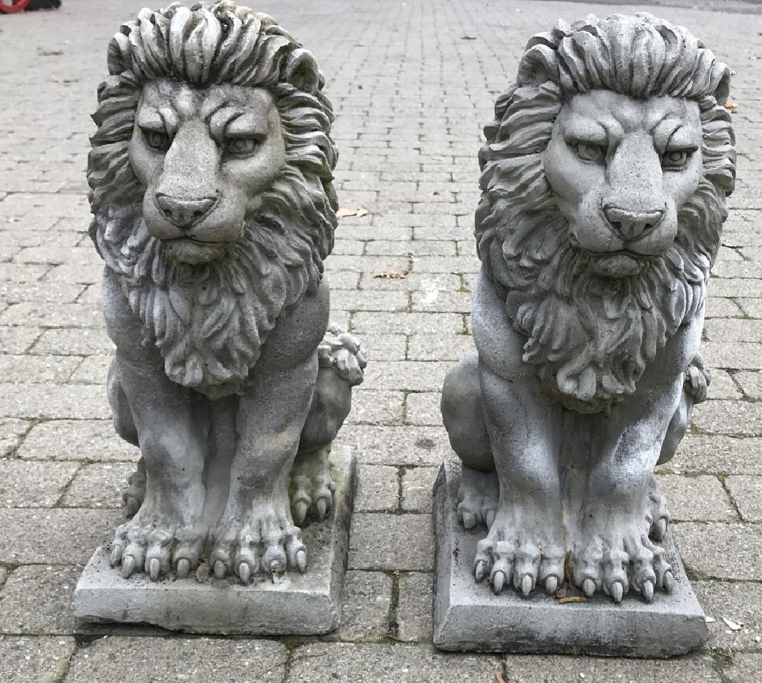 Pair Composite Figural Lion Garden Statues (1 of 3)