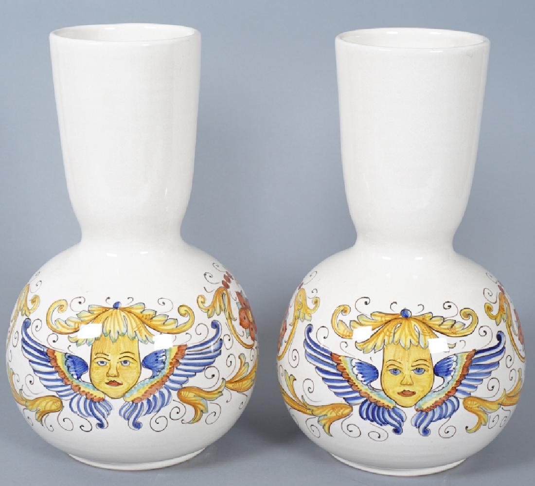 Pair Large Hand Painted Italian Deruta Vases (1 of 11)