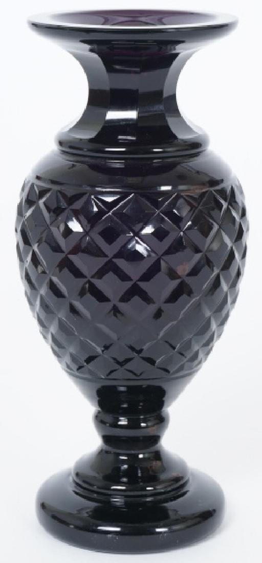Antique Black Amethyst Pressed Glass Vase
