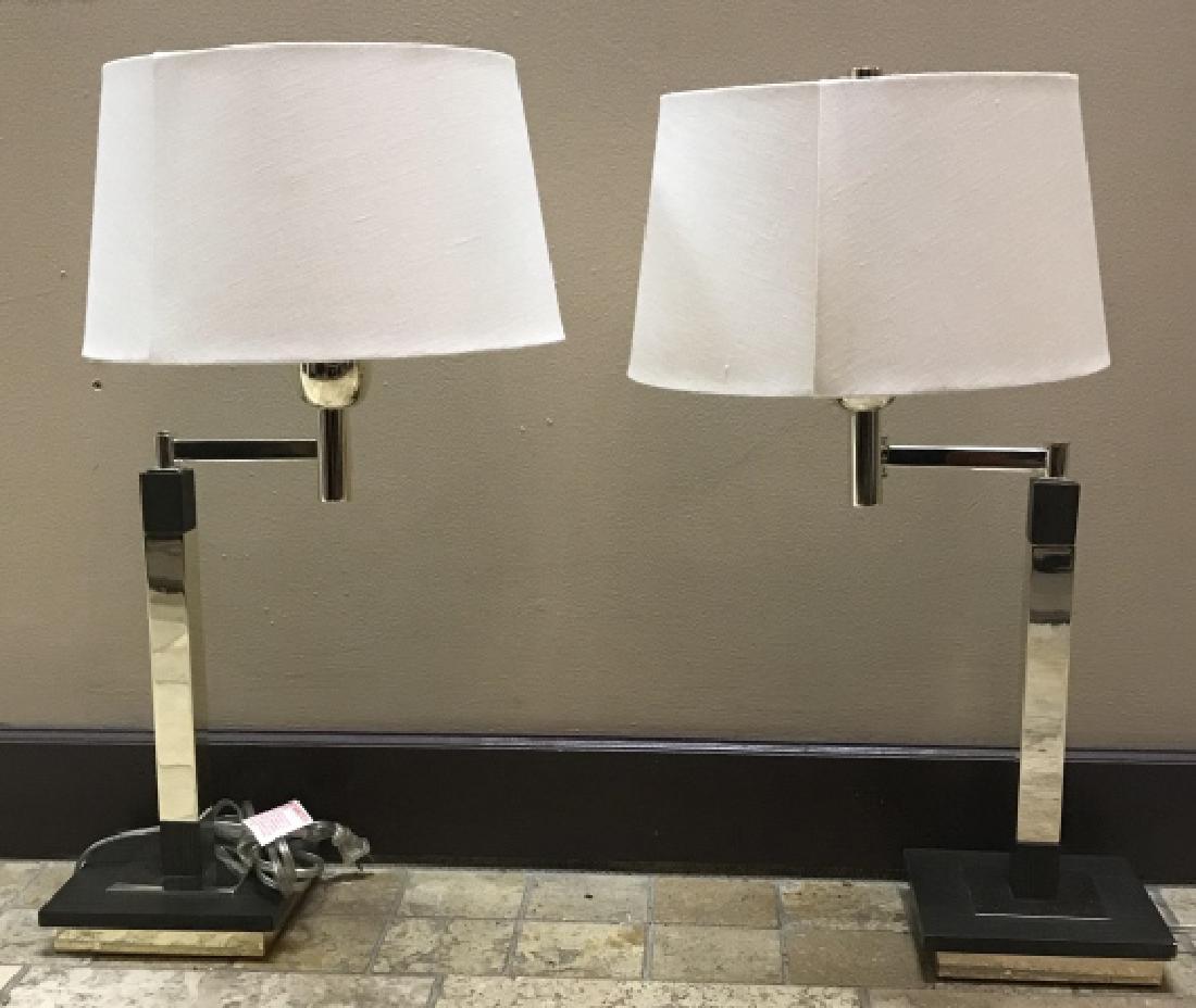 Pair Modernist Chrome Adjustable Arm Lamps (1 of 6)