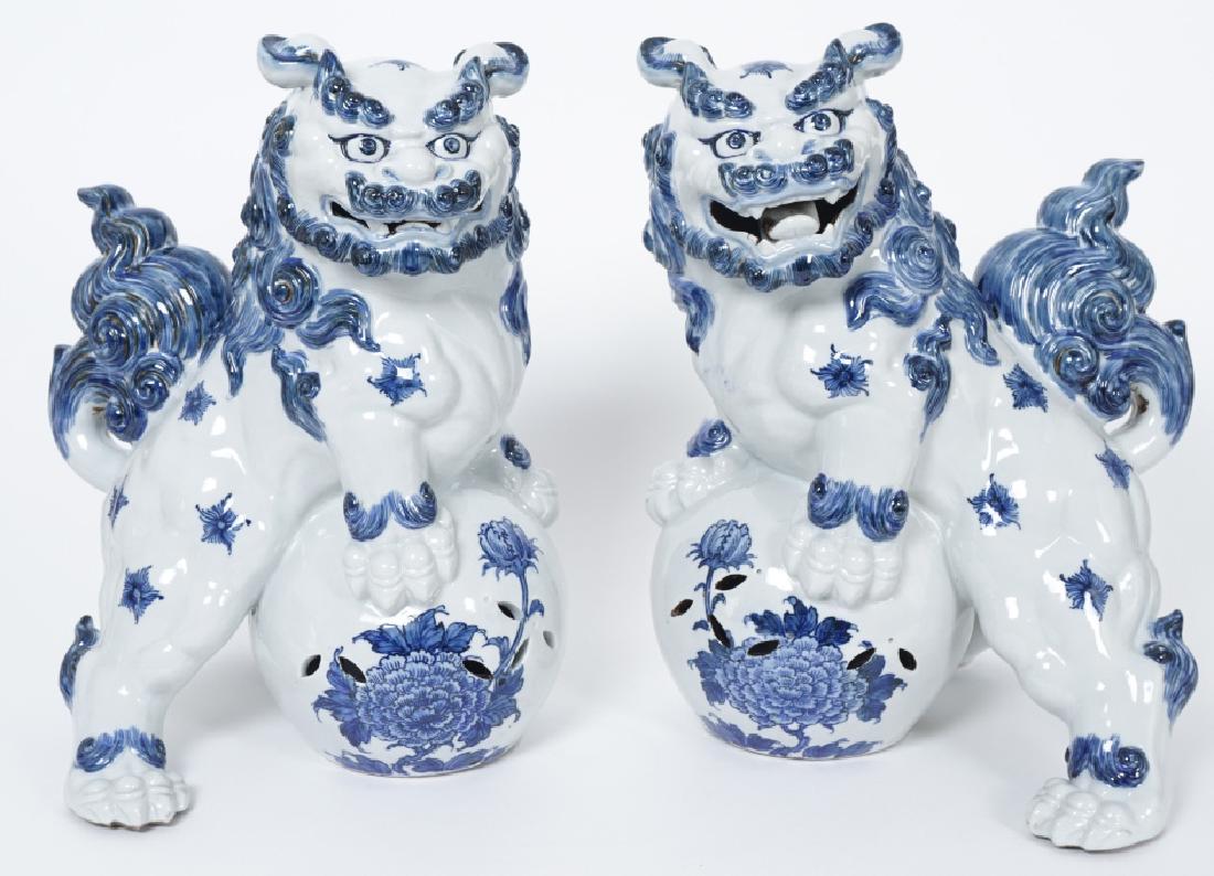 Pair Chinese Ceramic Figural Foo Dog Sculptures (1 of 12)