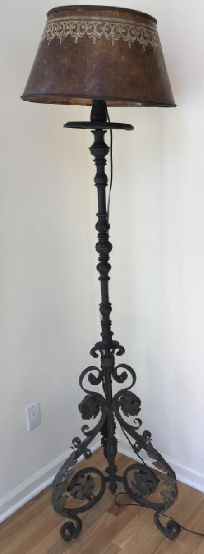 Antique 19th C Wrought Iron Floor Torchiere Lamp (1 of 5)