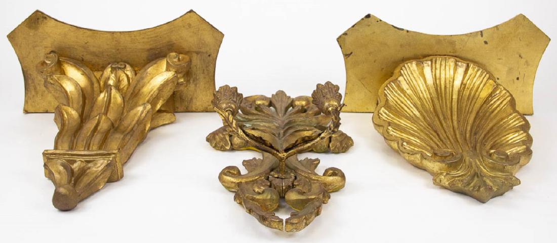 2 Italian Florentine Gilt Wall Brackets & Sconce (1 of 6)