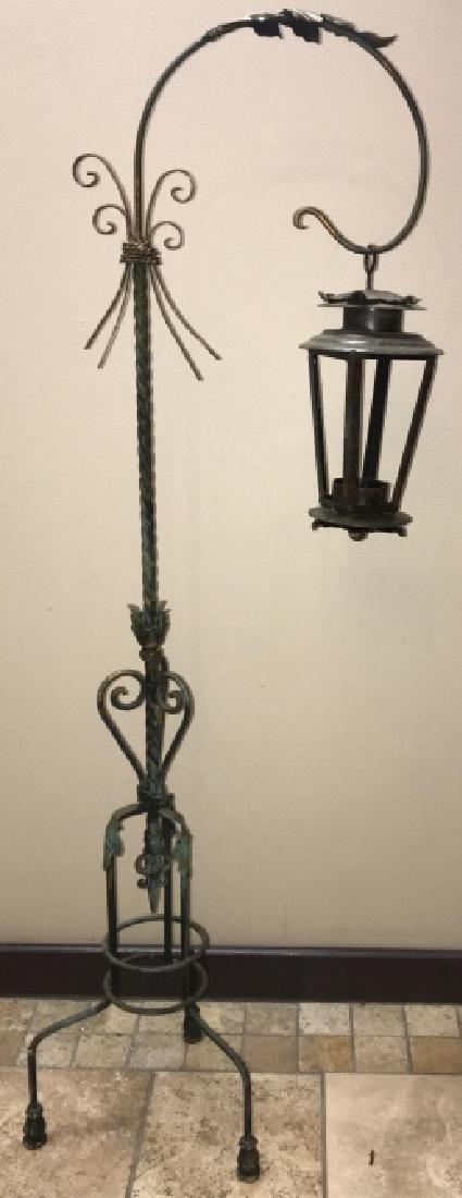 French Style Verdigris Iron Lantern & Stand (1 of 5)