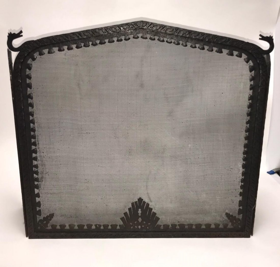 Mid Century Iron Asian Style Fireplace Screen (1 of 3)