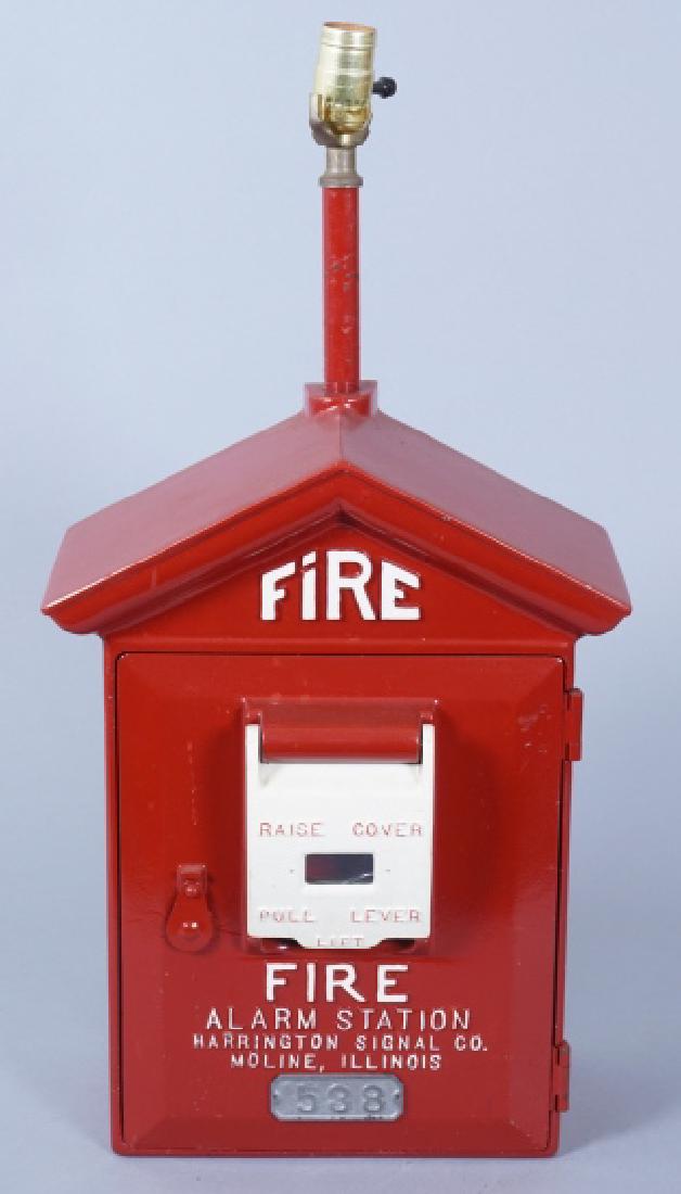 Vintage Enameled Metal Fire Box Alarm Table Lamp (1 of 10)