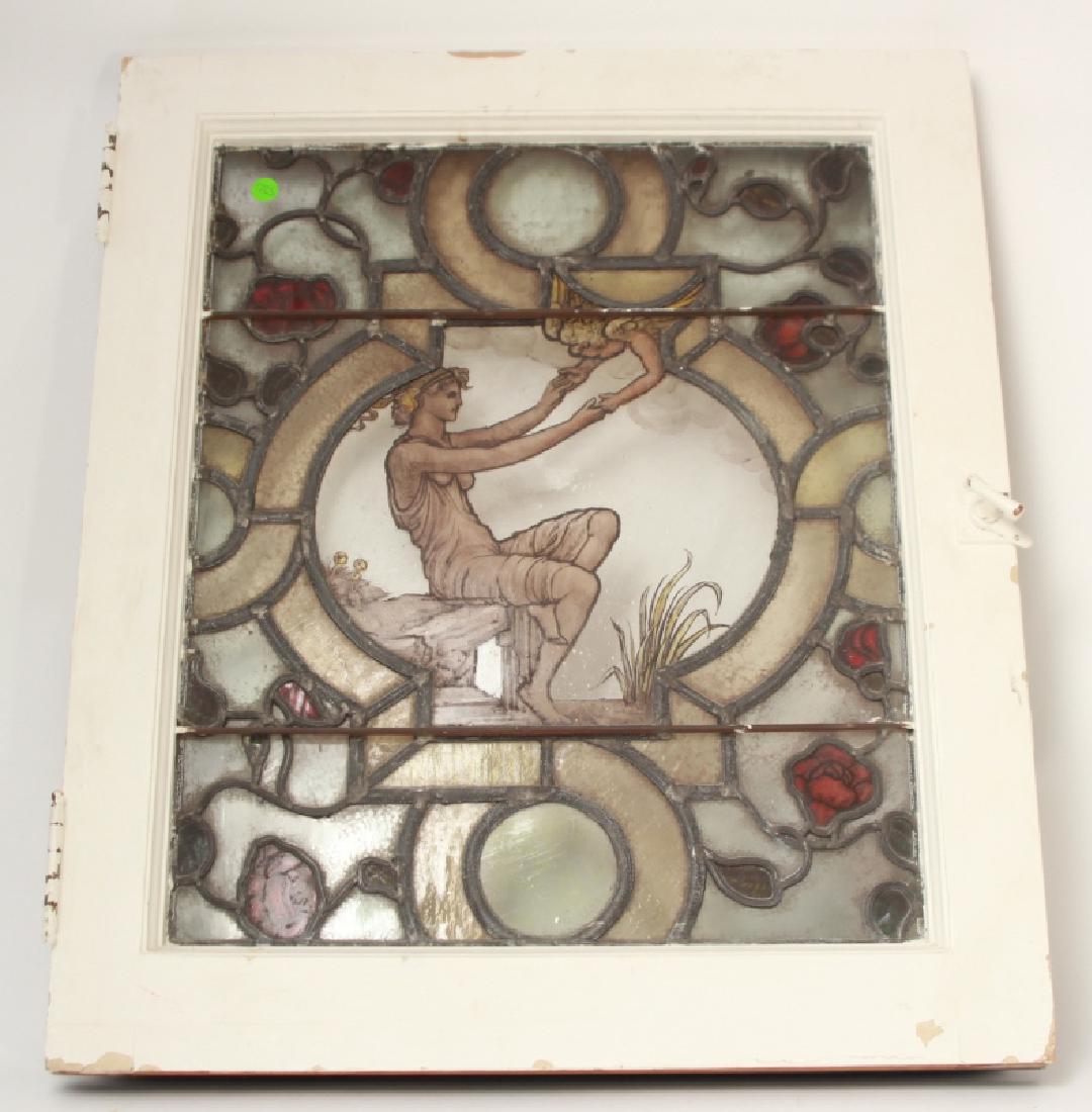 Antique Greco-Roman Style Stained Glass Panel (1 of 11)