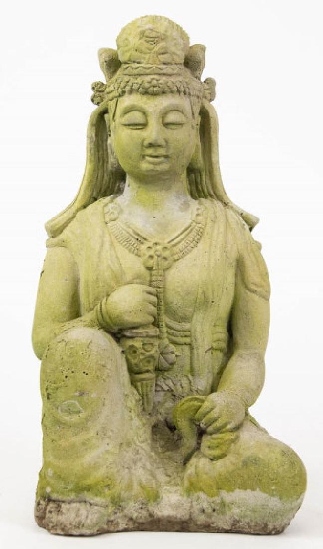 Cement Figural Garden Statue Kneeling Female Deity (1 of 5)