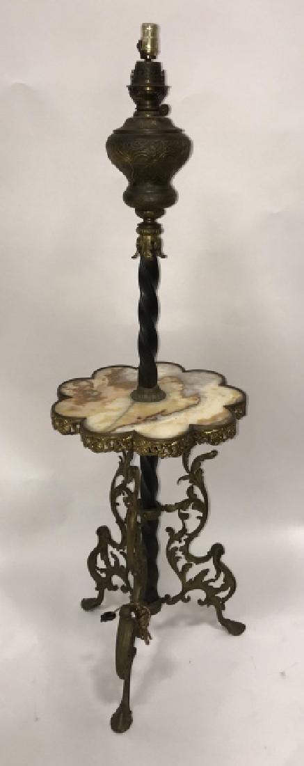 Antique 19th C Standing Oil Lamp W Marble Surface (1 of 4)