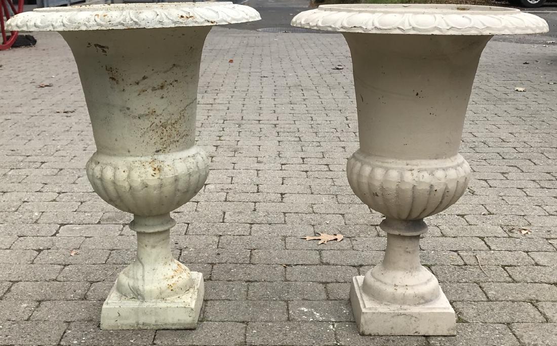 Pair Wrought Iron Neoclassical Urn Form Planters (1 of 4)