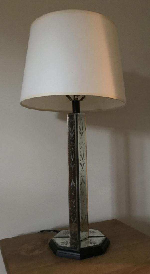 Hollywood Regency Style Etched Mirror Table Lamp (1 of 3)