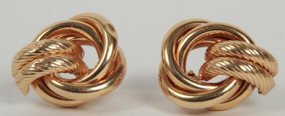 Large Pair Vintage 14kt Yellow Gold Knot Earrings (1 of 2)