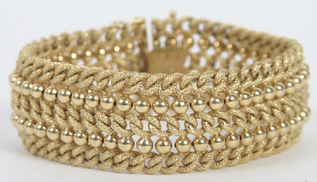 Estate 18kt Gold Textured Woven Design Bracelet (1 of 3)