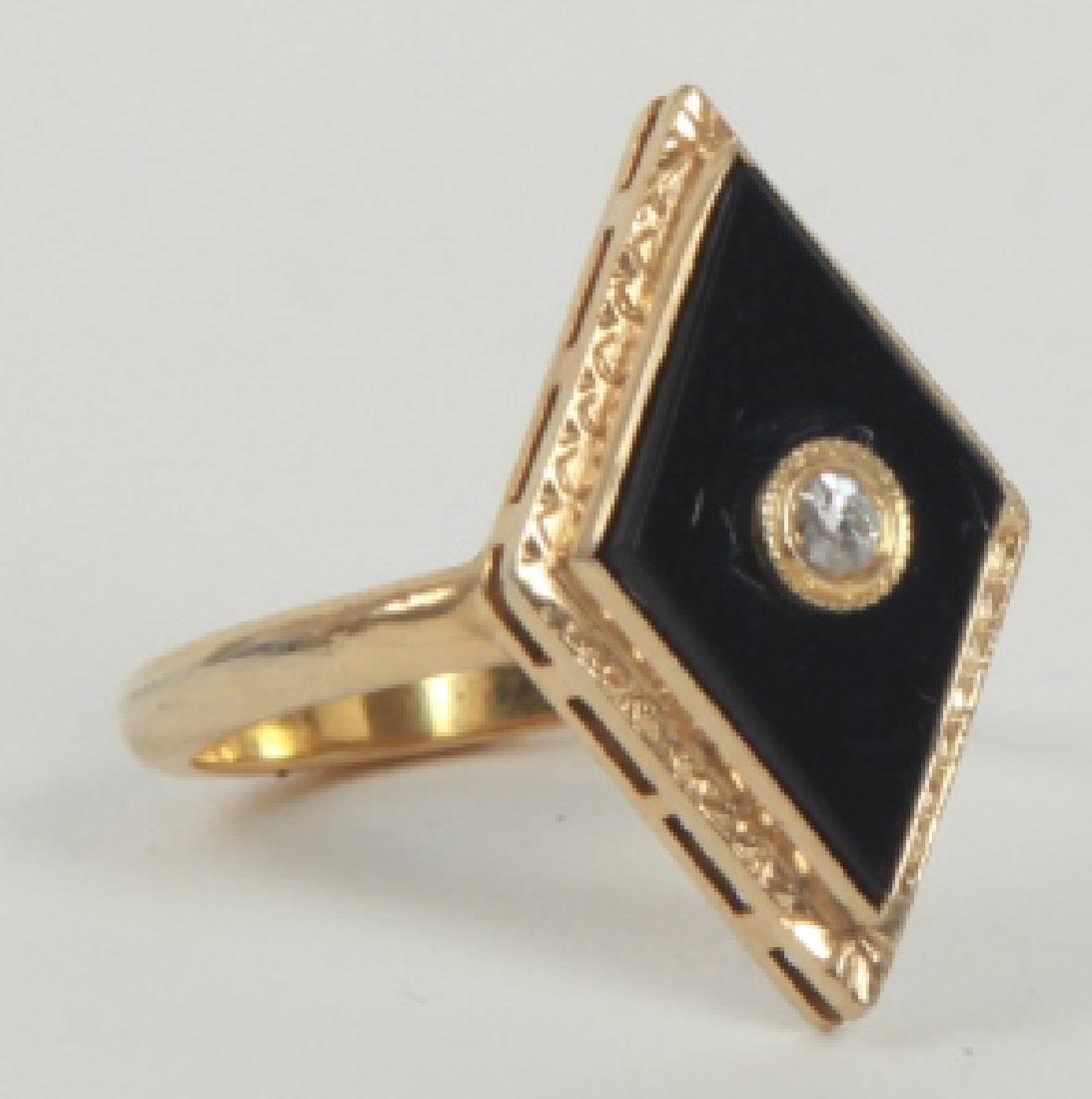Estate Art Deco Style 14k Gold Onyx & Diamond Ring (1 of 4)