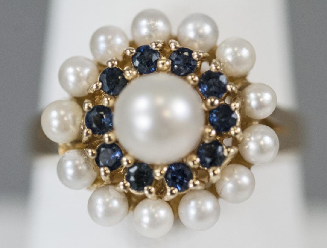 Estate 18kt Yellow Gold Sapphire & Pearl Ring (1 of 7)