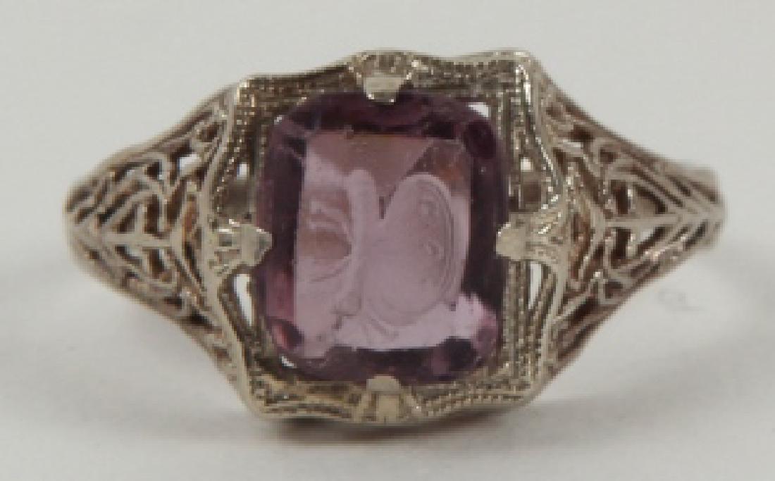 Estate 14kt White Gold & Intaglio Amethyst Ring (1 of 3)
